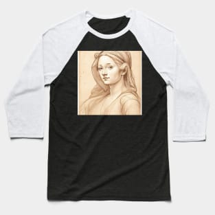 Study of a Young Woman by Leonardo da Vinci - Artistic Homage Baseball T-Shirt